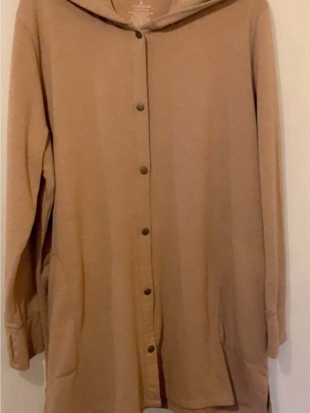 Cuddl Duds Women’s Xl Mauve Button-Front Longline Lounge Hoodie